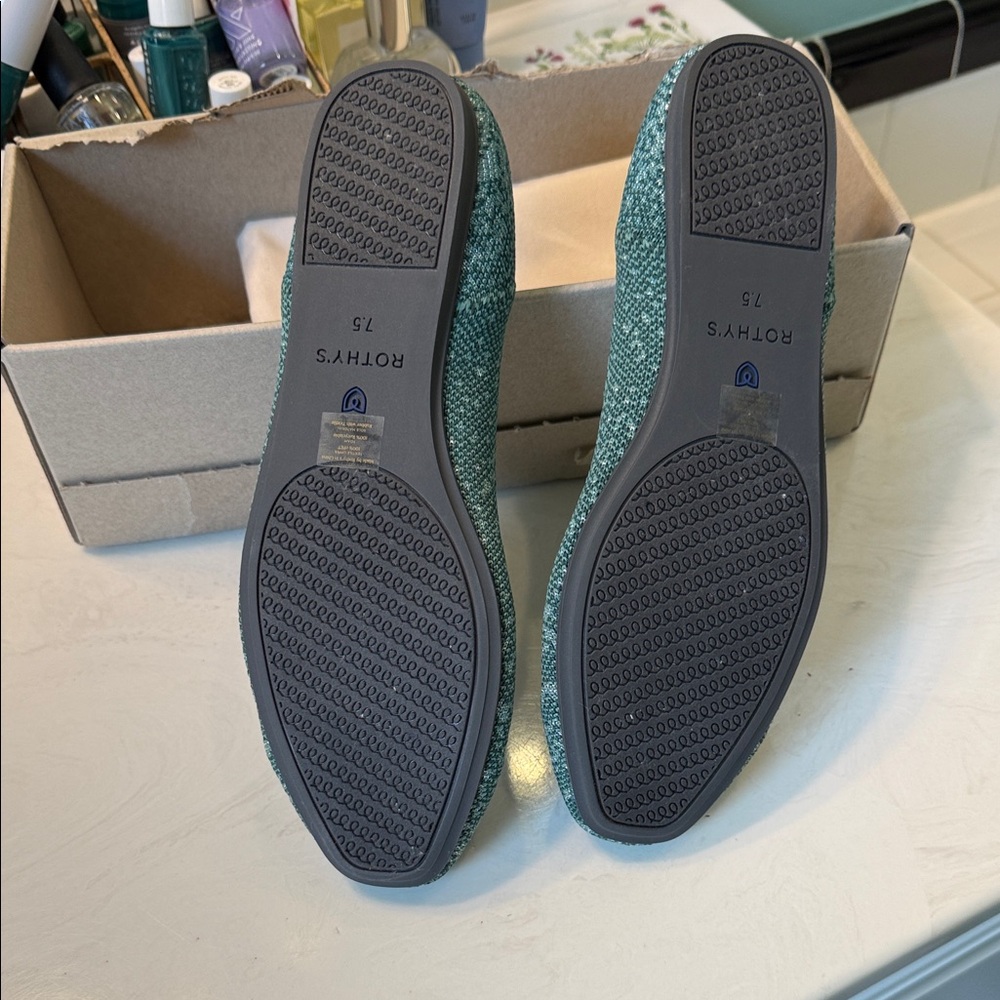 NEW Rothy's Mirage Metallic Square Toe Patterned Flats - Picture 7 of 7